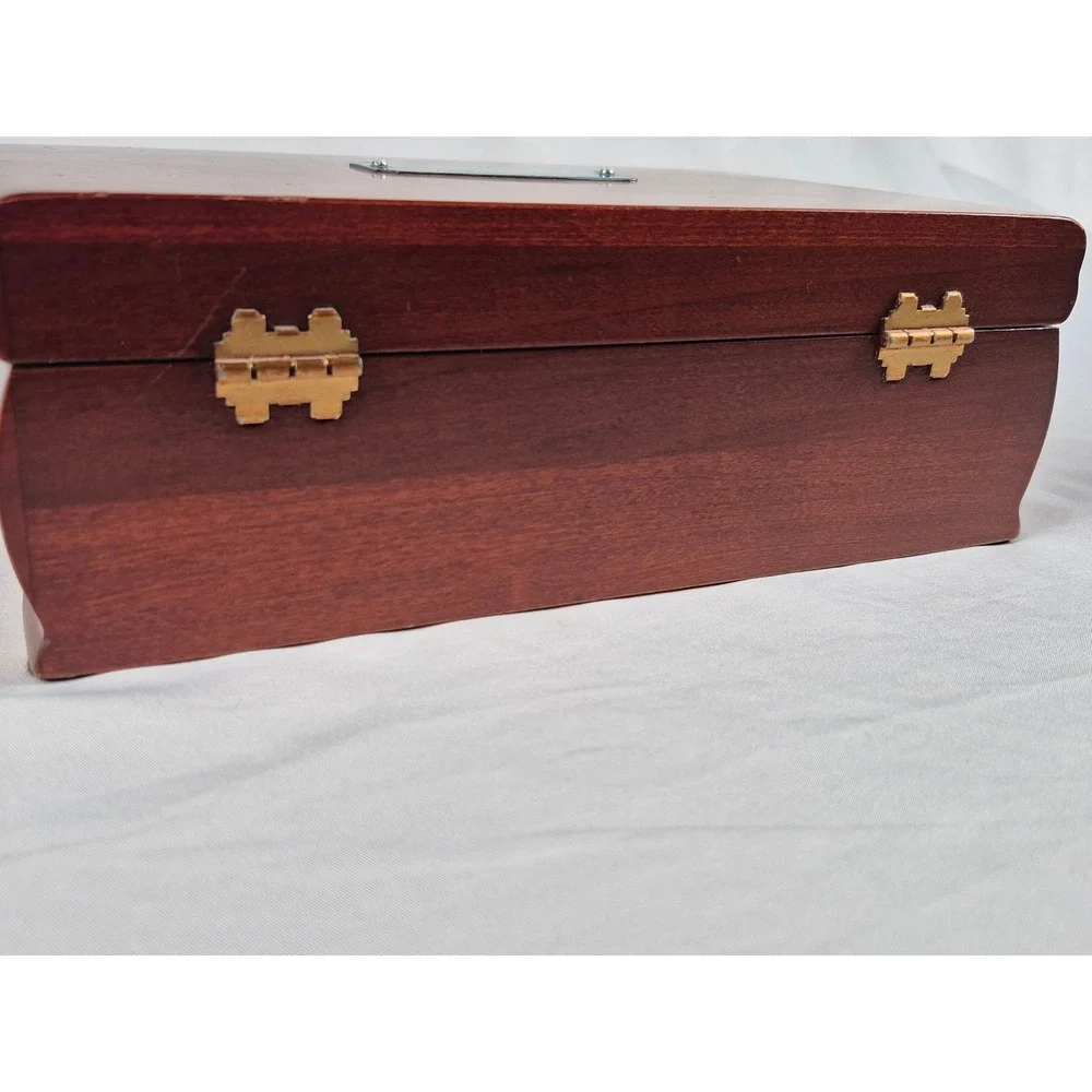 Eureka Reed & Barton Mahogany Jewelry Box Lift-Out Tray Made USA Velvet Lined